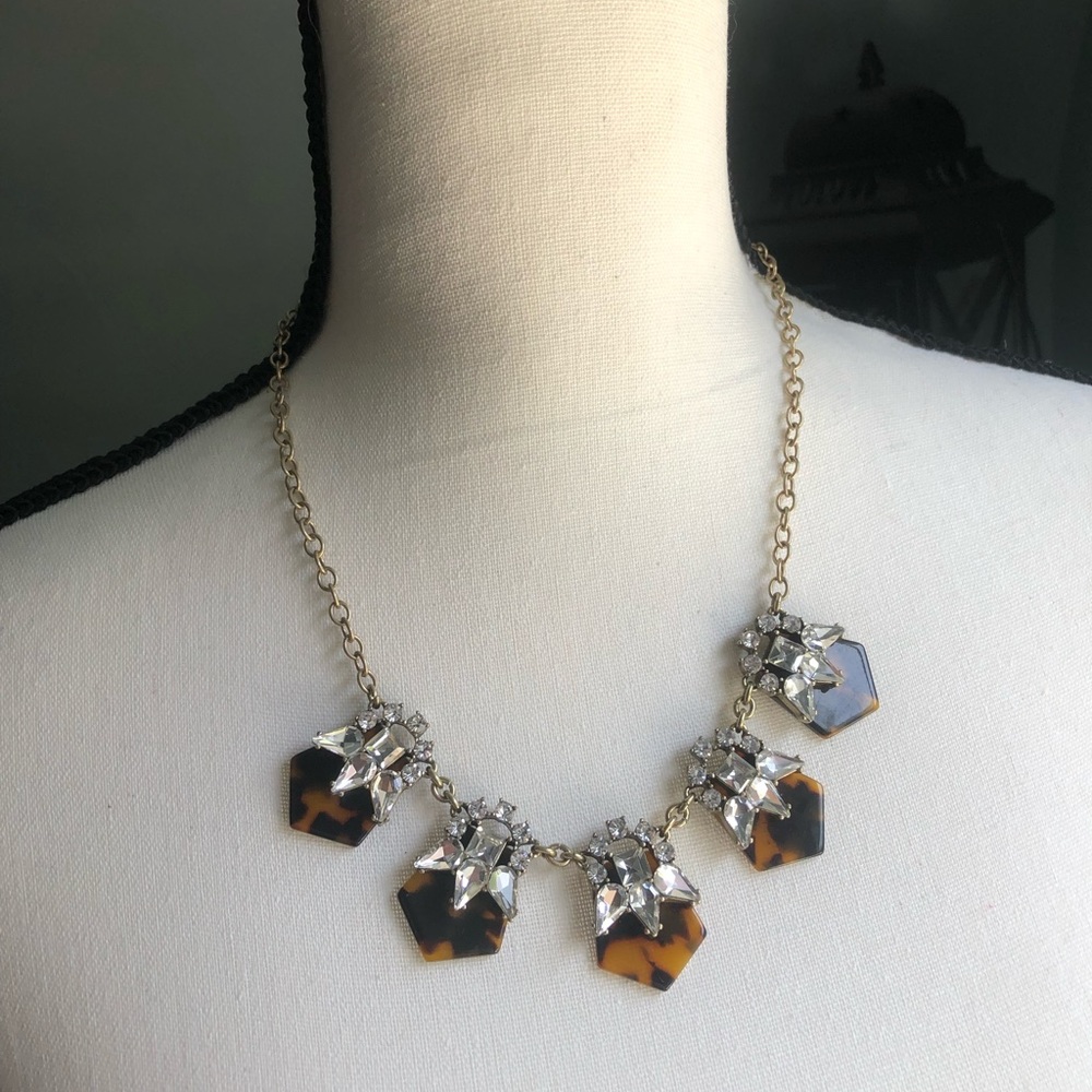 J.Crew necklace, like new, cheetah print with diamonds